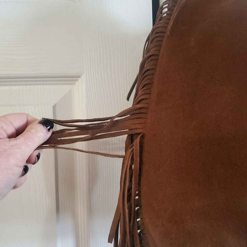 HAUTIE HIPPIE NWT FRINGE SUEDE HOBO BAG. SHOULDER . BROWN WESTERN BOHO - Picture 2 of 8